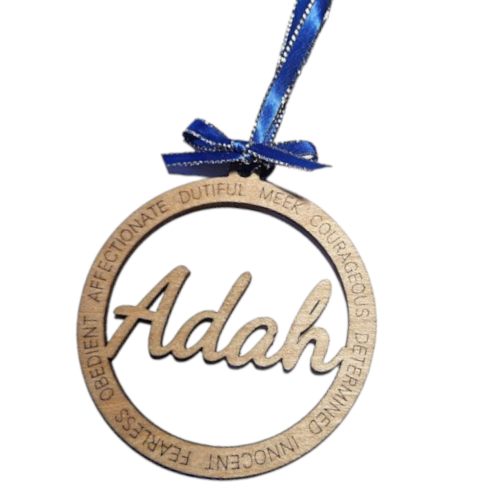 (image for) Wood Eastern Star Adah OES Star Point Attribute Ornament